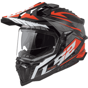 LS2 Endurohjelm MX701  Explorer Spire Svart Titanium/Rød